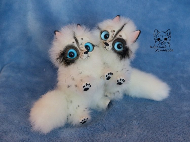 Далматиновые лисички — Игрушки в смешанной технике (мех и глина): Арт