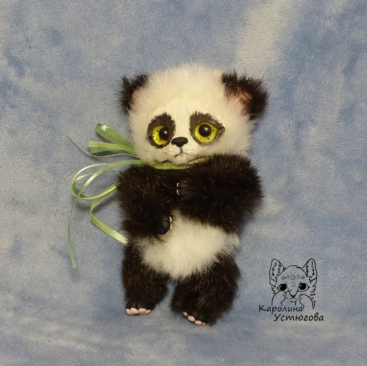 Семейка Панд — Игрушки в смешанной технике (мех и глина): Арт