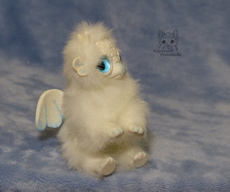 Дракончик стихии воздуха — Игрушки в смешанной технике (мех и глина): Арт