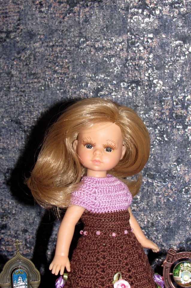 Вязаное платье на кукол Паола Рейна мини - 21 см (Paola Reina mini - 21 cm) (фото 7)