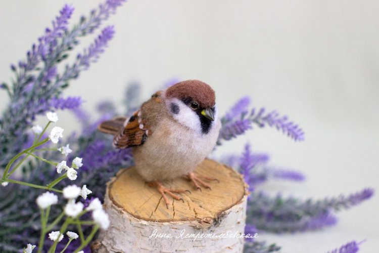 Воробушки — Валяные игрушки из шерсти: сухое валяние (фото 5)