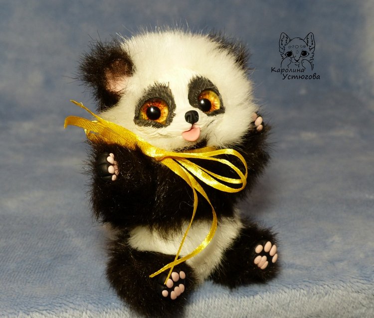 Семейка Панд — Игрушки в смешанной технике (мех и глина): Арт