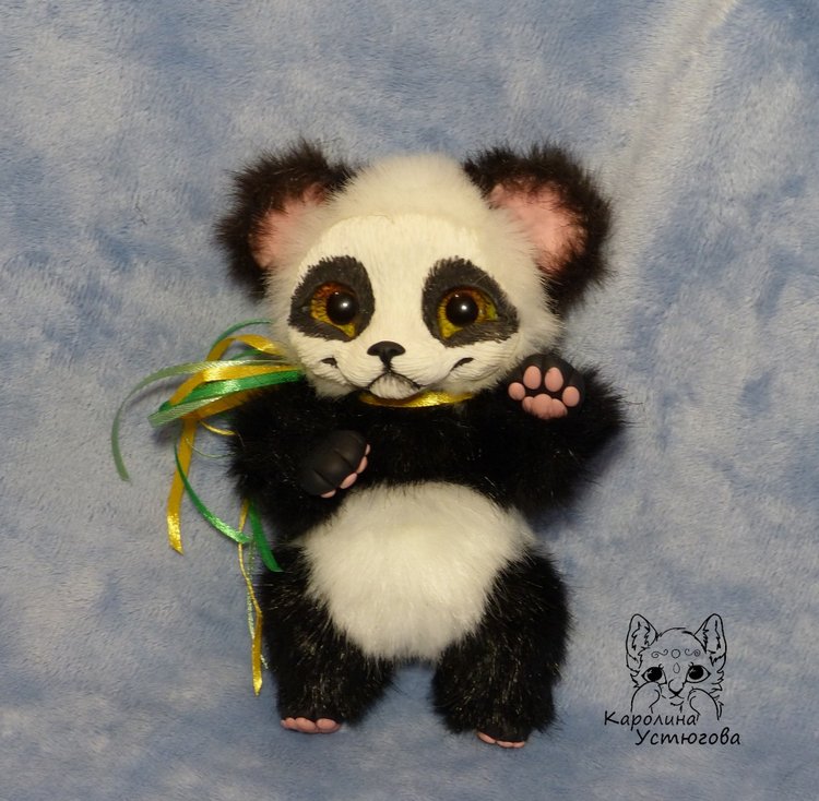 Семейка Панд — Игрушки в смешанной технике (мех и глина): Арт (фото 9)