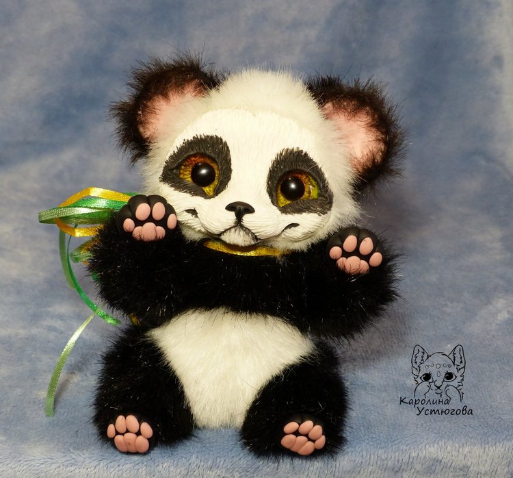 Семейка Панд — Игрушки в смешанной технике (мех и глина): Арт (фото 4)
