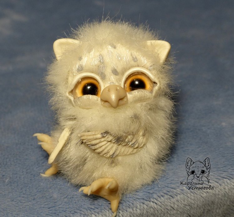 Счастливые совята — Игрушки в смешанной технике (мех и глина): Арт