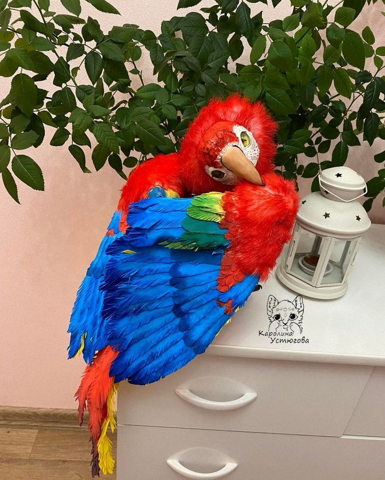 Попугай Ара — Игрушки в смешанной технике (мех и глина): Арт (фото 3)