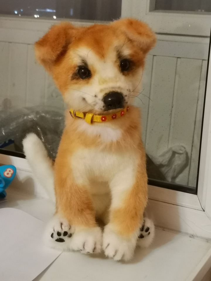 Акито щенок — Игрушки в смешанной технике (мех и глина): Арт