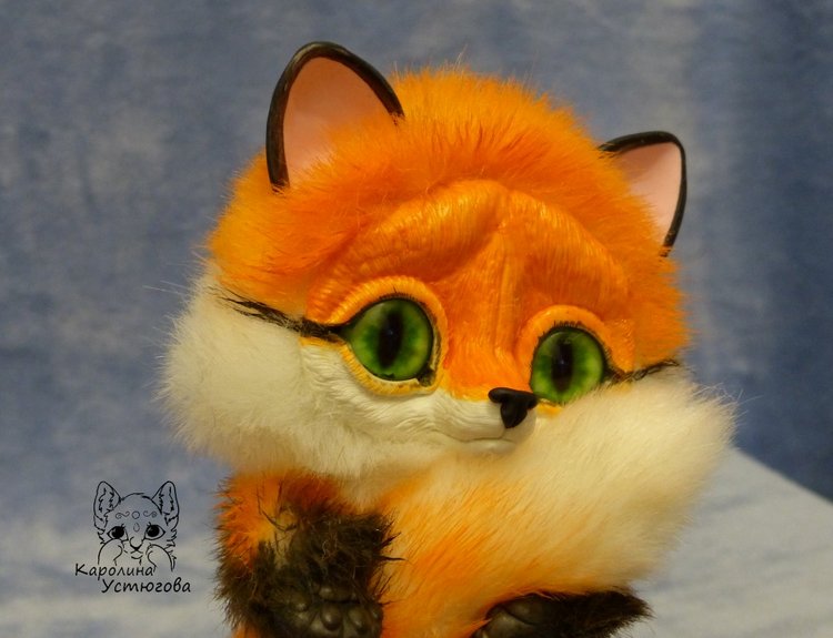 Зеленоглаза Лисичка — Игрушки в смешанной технике (мех и глина): Арт (фото 3)