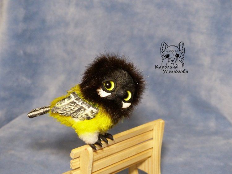 Синички — Игрушки в смешанной технике (мех и глина): Арт (фото 5)