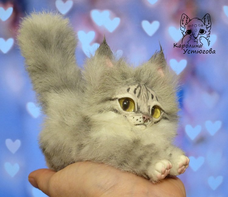 Котята Мейн-Куна — Игрушки в смешанной технике (мех и глина): Арт
