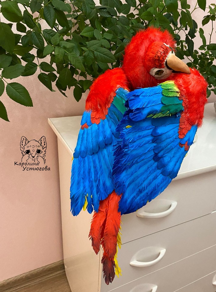 Попугай Ара — Игрушки в смешанной технике (мех и глина): Арт