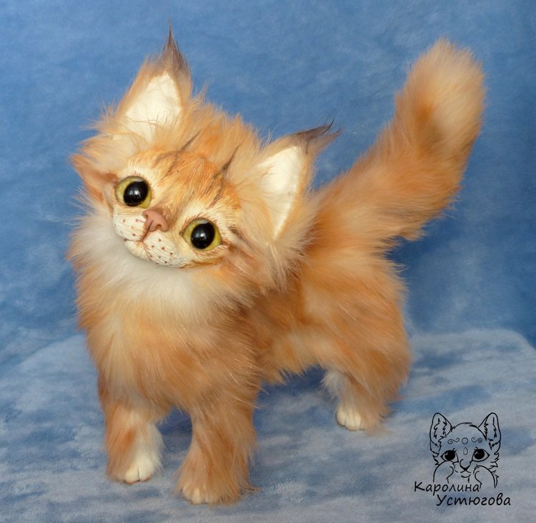 Котенок Мейн-куна — Игрушки в смешанной технике (мех и глина): Арт (фото 2)