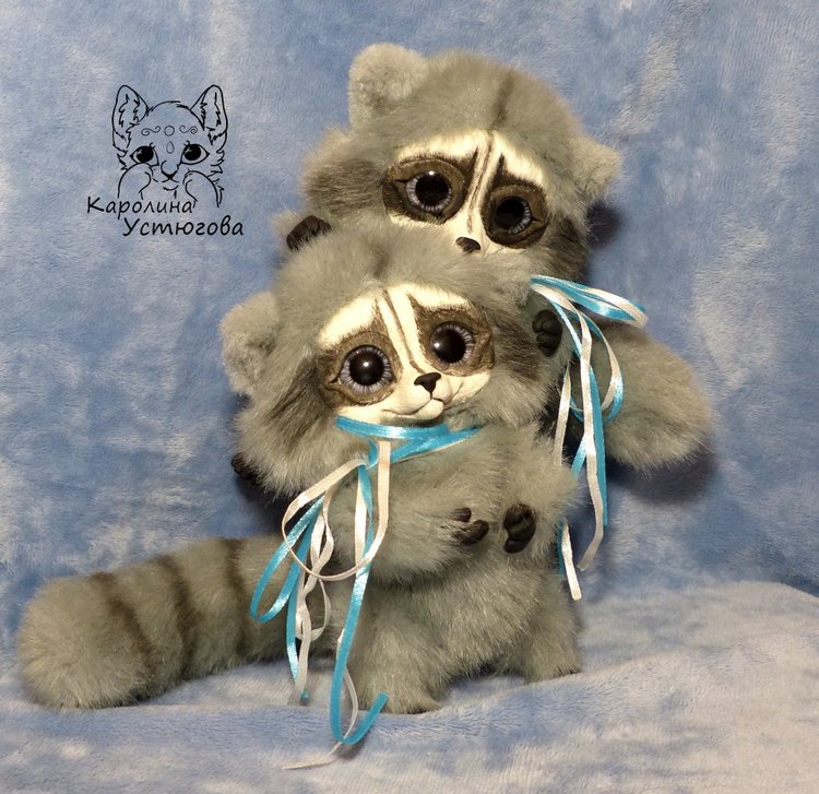 Сероглазые Еноты — Игрушки в смешанной технике (мех и глина): Арт (фото 7)