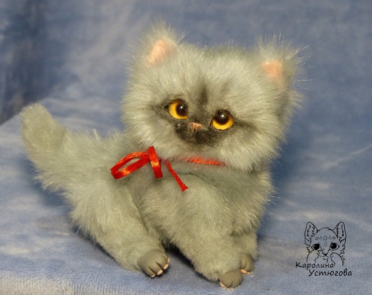 Котенок Дымок — Игрушки в смешанной технике (мех и глина): Арт (фото 4)