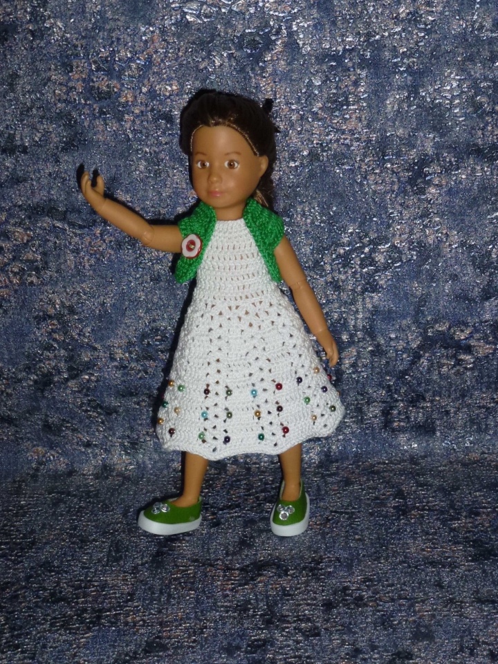 Авторский вязаный комплект для кукол Kruselings 23 см "Новогодняя Ёлочка" (фото 3)