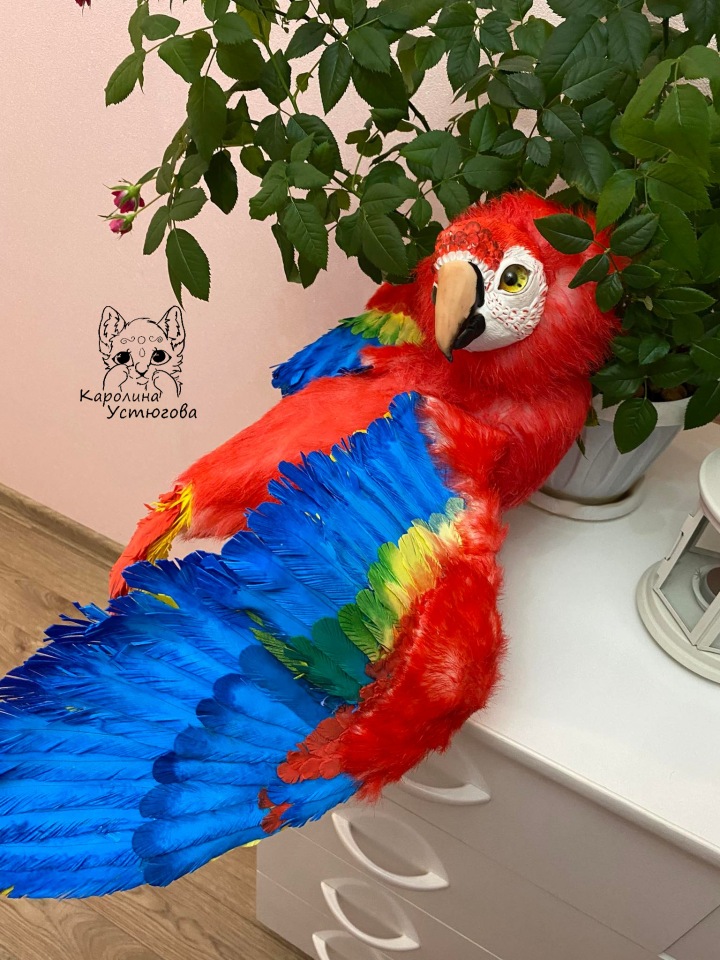 Попугай Ара — Игрушки в смешанной технике (мех и глина): Арт