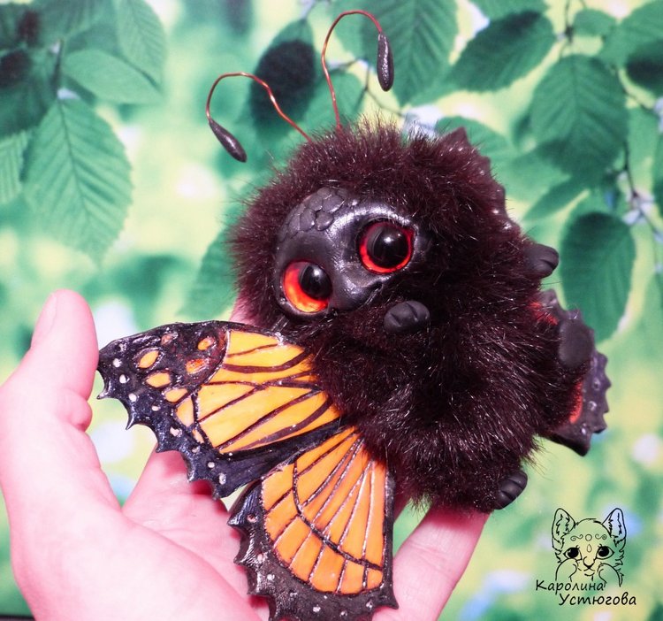 Бабочка — Игрушки в смешанной технике (мех и глина): Арт