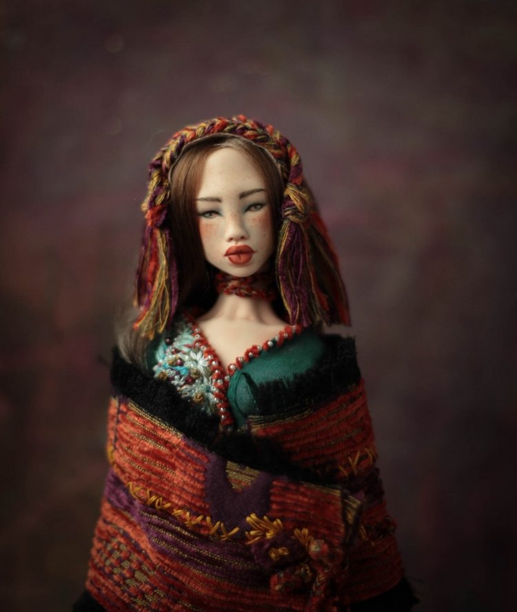 Инди. Волшебная лиса. Фарфоровая шарнирная кукла (фото 6)