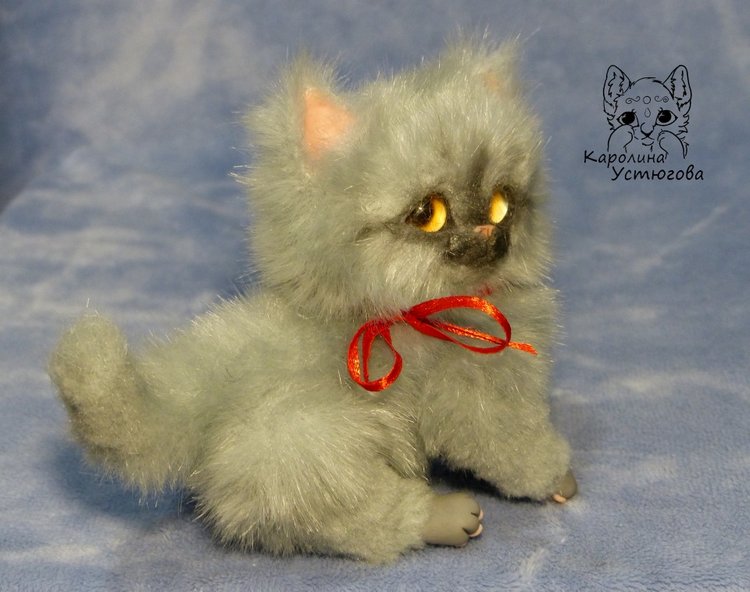 Котенок Дымок — Игрушки в смешанной технике (мех и глина): Арт (фото 5)