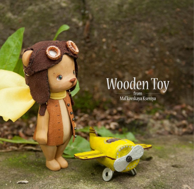 Деревянный мишка авиатор — Авторские игрушки из дерева: резьба (фото 4)