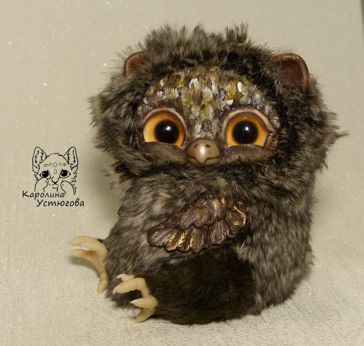 Счастливая сова — Игрушки в смешанной технике (мех и глина): Арт (фото 3)