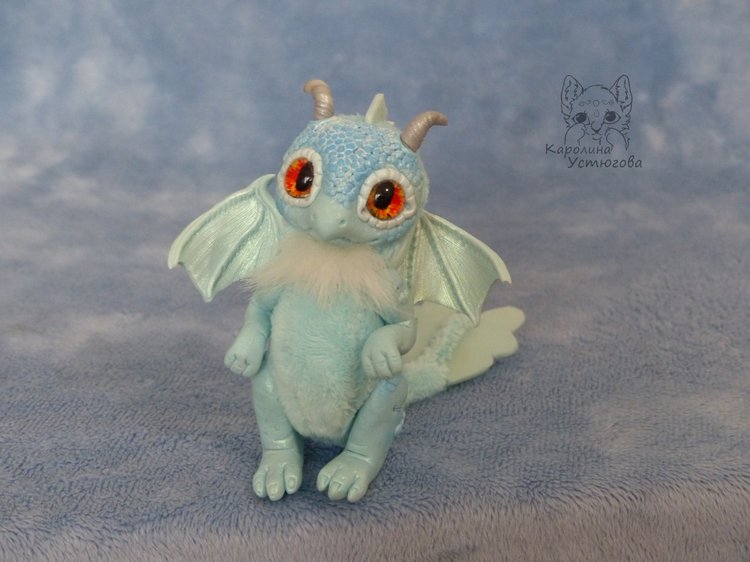 Голубой дракон — Игрушки в смешанной технике (мех и глина): Арт (фото 3)