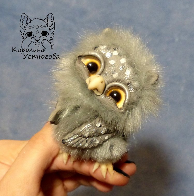 Счастливые совята — Игрушки в смешанной технике (мех и глина): Арт (фото 7)