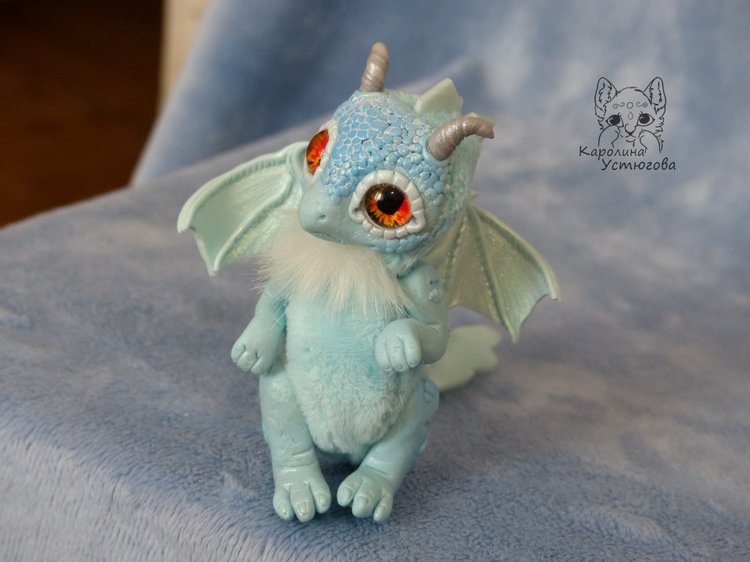 Голубой дракон — Игрушки в смешанной технике (мех и глина): Арт (фото 8)