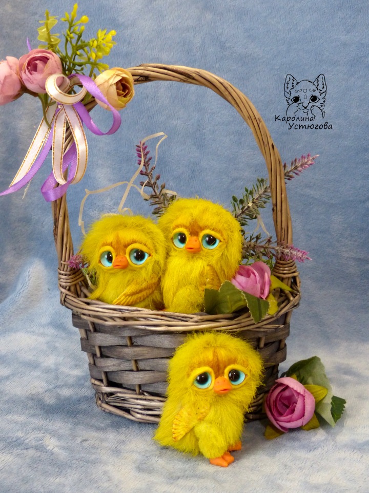 Утята, ждут весны — Игрушки в смешанной технике (мех и глина): Арт (фото 2)
