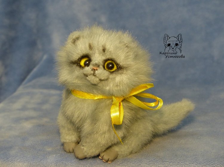 Котенок вислоухий — Игрушки в смешанной технике (мех и глина): Арт (фото 3)