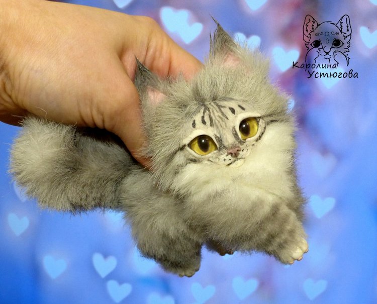 Котята Мейн-Куна — Игрушки в смешанной технике (мех и глина): Арт