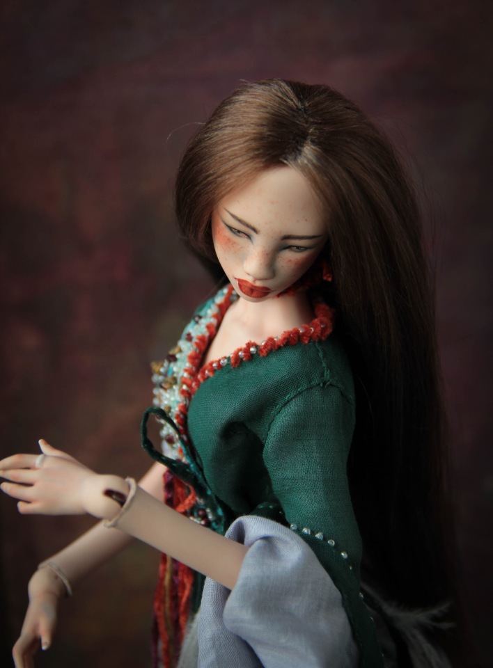 Инди. Волшебная лиса. Фарфоровая шарнирная кукла (фото 9)