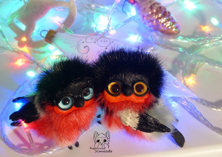 Снегири — Игрушки в смешанной технике (мех и глина): Арт (фото 5)
