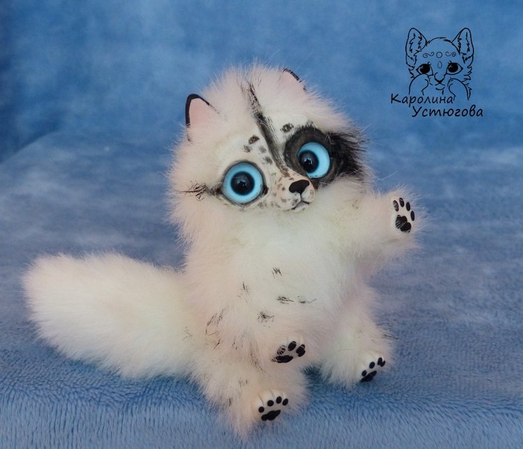 Далматиновые лисички — Игрушки в смешанной технике (мех и глина): Арт