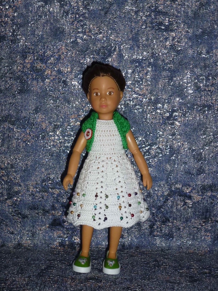 Авторский вязаный комплект для кукол Kruselings 23 см "Новогодняя Ёлочка"