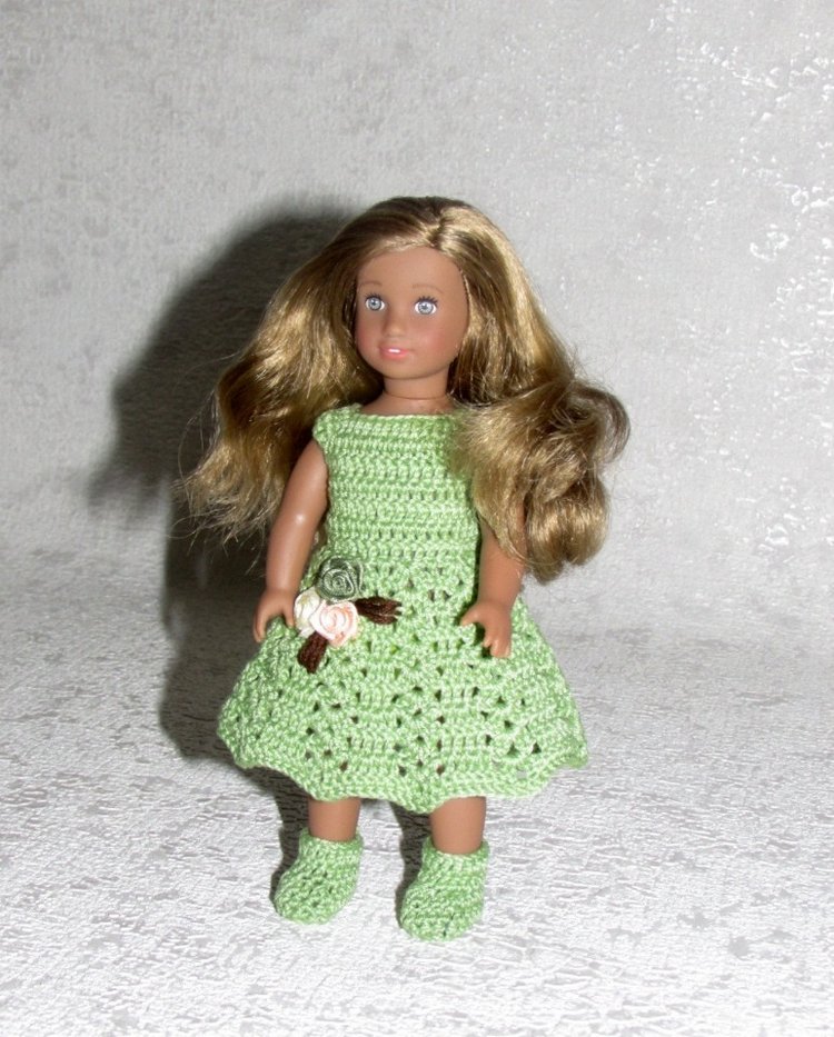 Авторское вязаное платье для кукол American Girl mini 16 см "Лето" (фото 8)