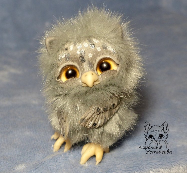 Счастливые совята — Игрушки в смешанной технике (мех и глина): Арт