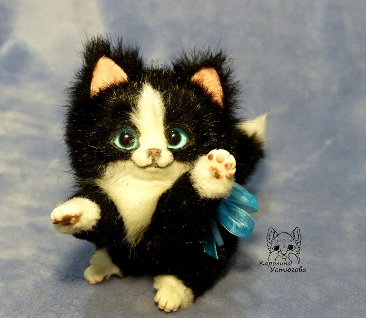 Кошечка Мякушка — Игрушки в смешанной технике (мех и глина): Арт (фото 9)