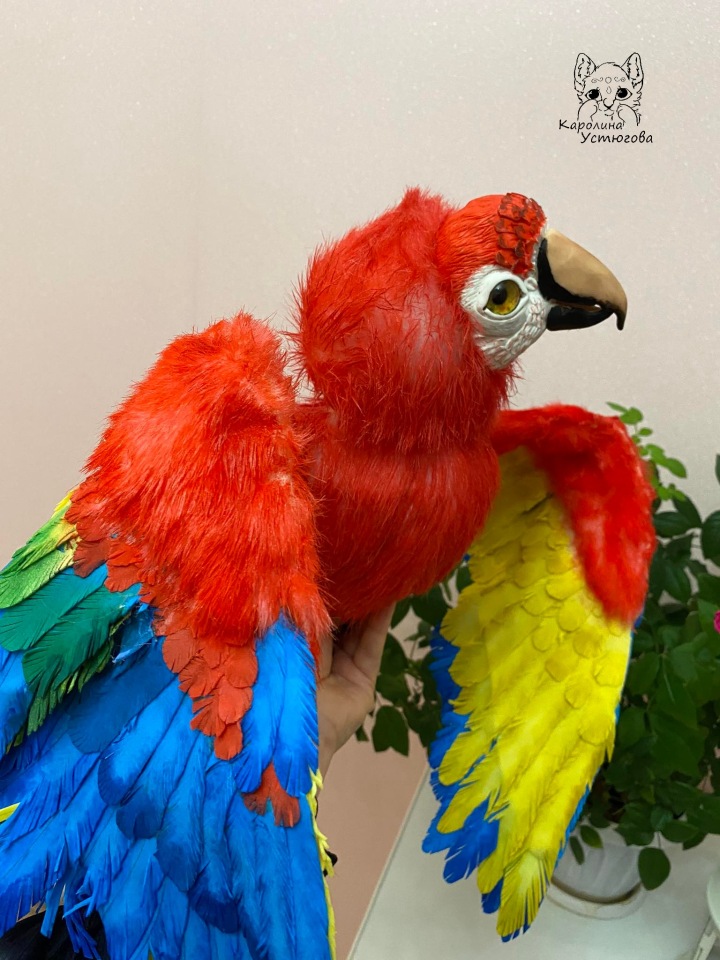 Попугай Ара — Игрушки в смешанной технике (мех и глина): Арт (фото 6)