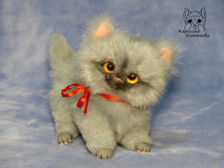 Котенок Дымок — Игрушки в смешанной технике (мех и глина): Арт (фото 2)