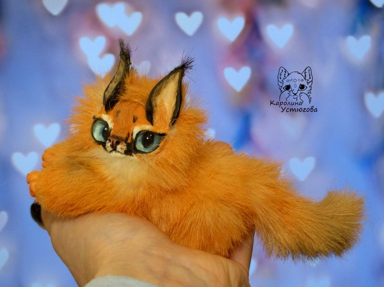 Детеныши Каракала — Игрушки в смешанной технике (мех и глина): Арт (фото 6)