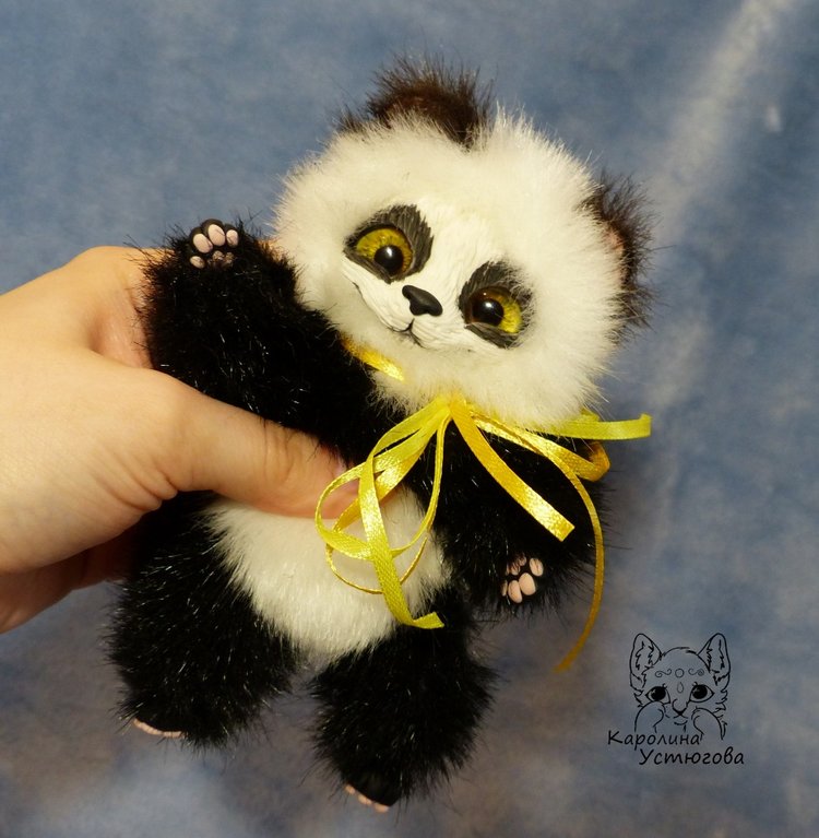 Семейка Панд — Игрушки в смешанной технике (мех и глина): Арт