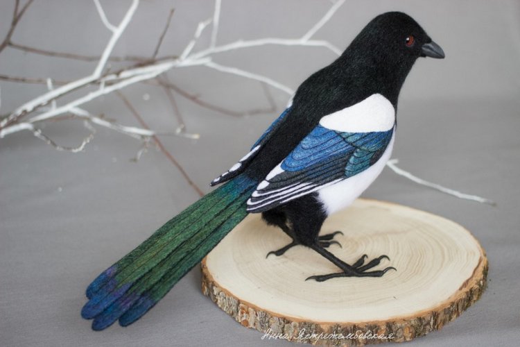 Сорока-белобока — Валяные игрушки из шерсти: сухое валяние (фото 8)