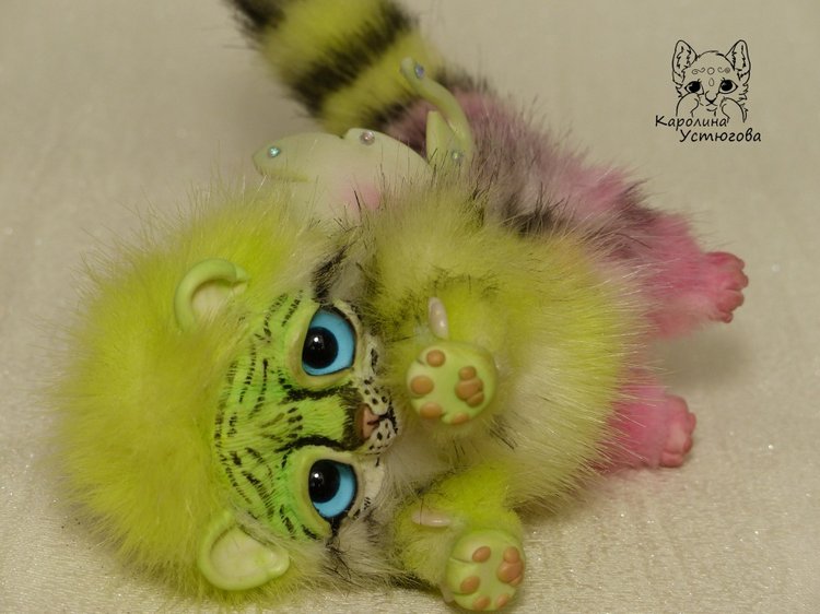 Ахисмио Тигровый — Игрушки в смешанной технике (мех и глина): Арт