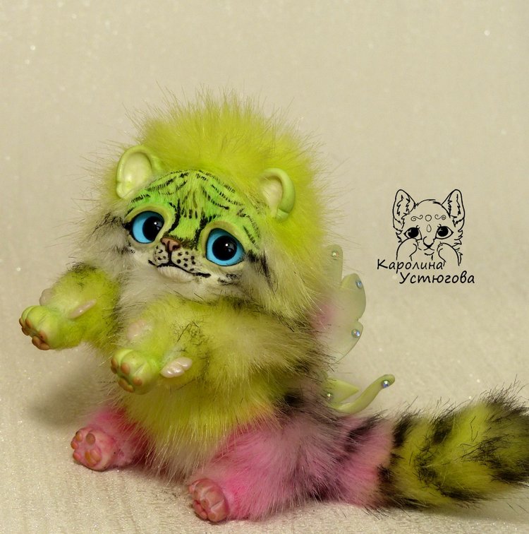 Ахисмио Тигровый — Игрушки в смешанной технике (мех и глина): Арт