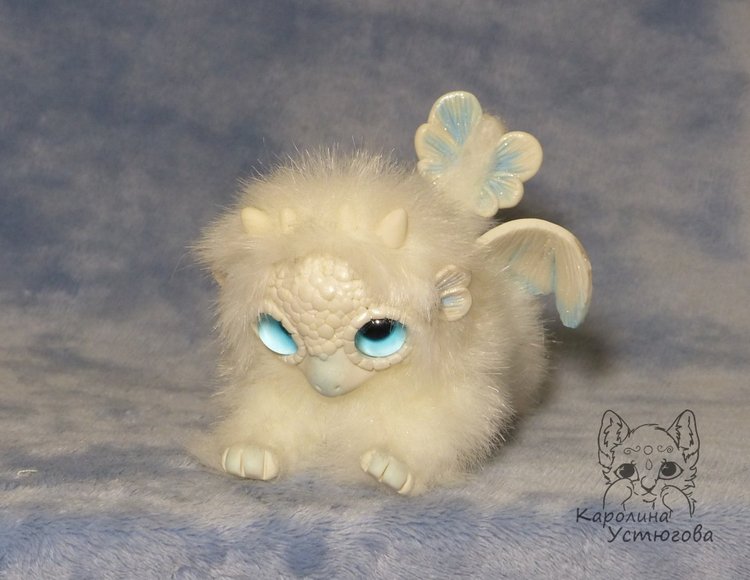 Дракончик стихии воздуха — Игрушки в смешанной технике (мех и глина): Арт