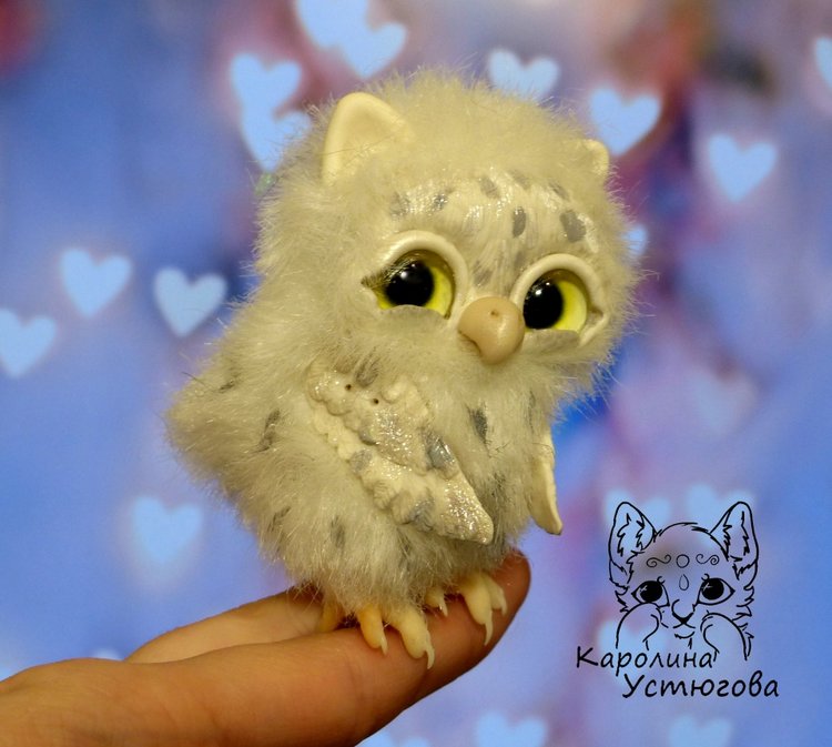 Счастливые совята — Игрушки в смешанной технике (мех и глина): Арт