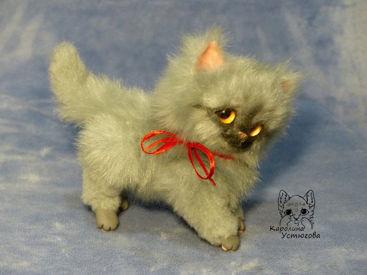 Котенок Дымок — Игрушки в смешанной технике (мех и глина): Арт (фото 8)