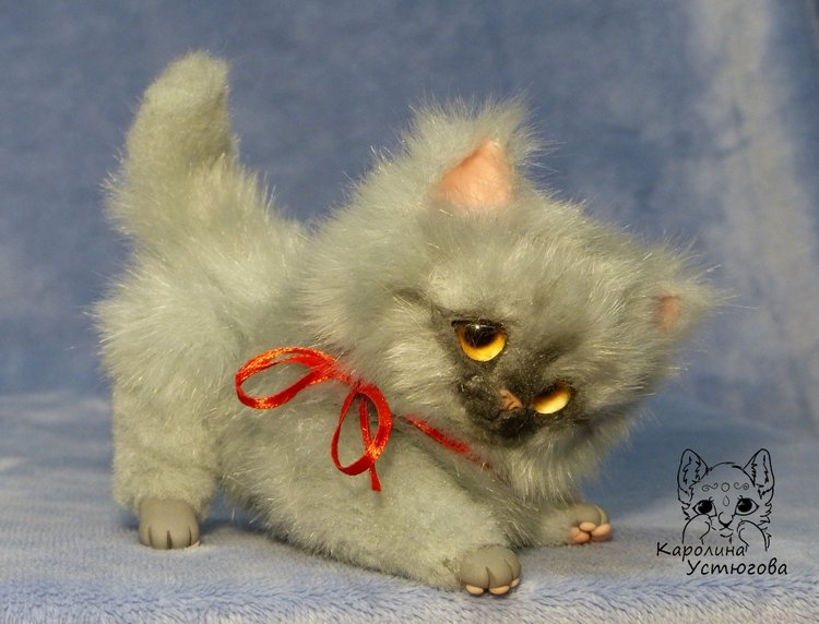 Котенок Дымок — Игрушки в смешанной технике (мех и глина): Арт (фото 3)