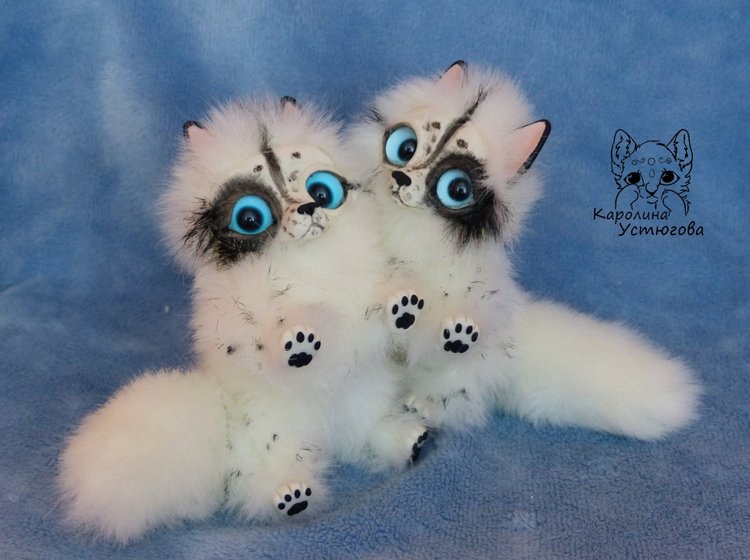 Далматиновые лисички — Игрушки в смешанной технике (мех и глина): Арт (фото 4)